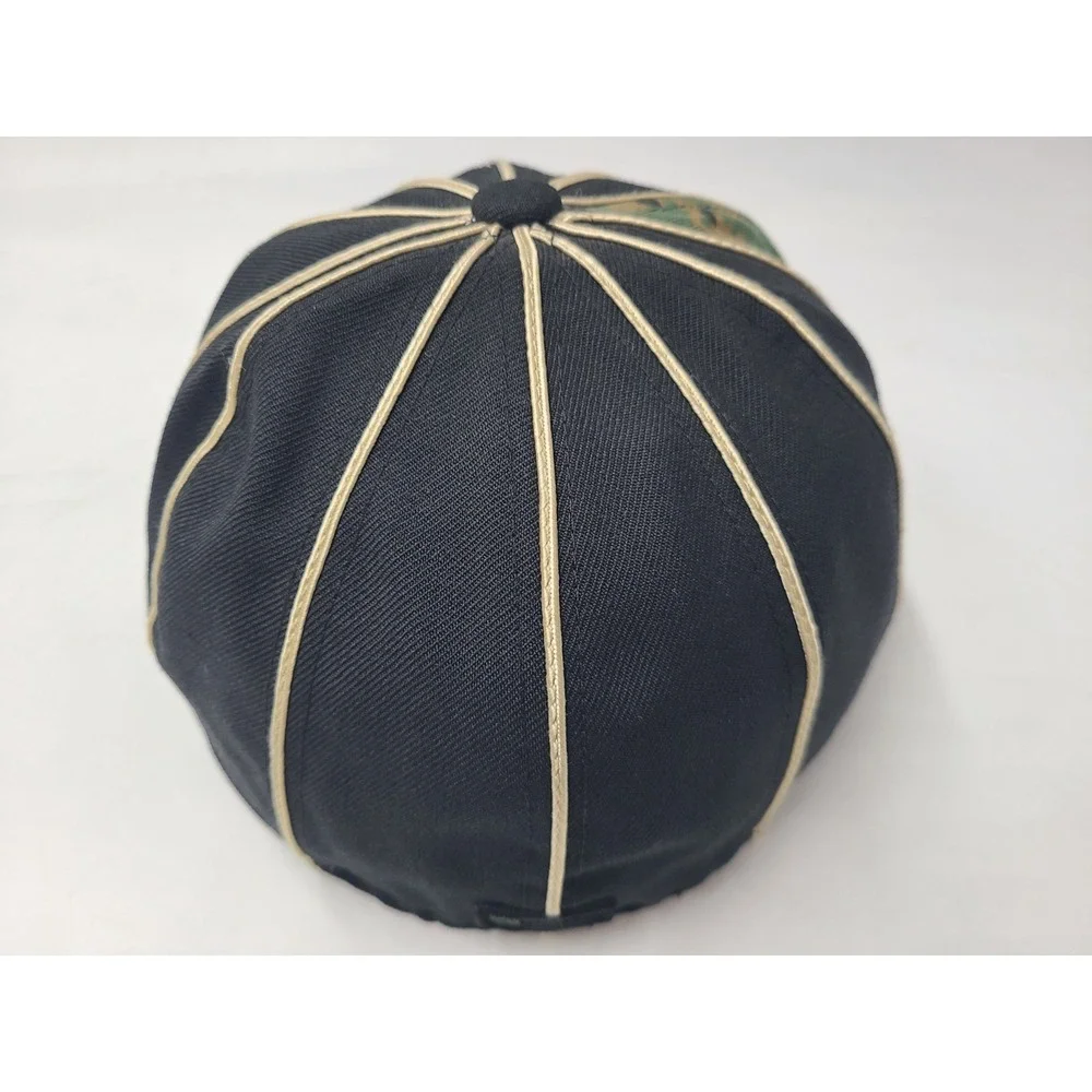 New Era Black Hat with Camo A's Logo and Cream Piping